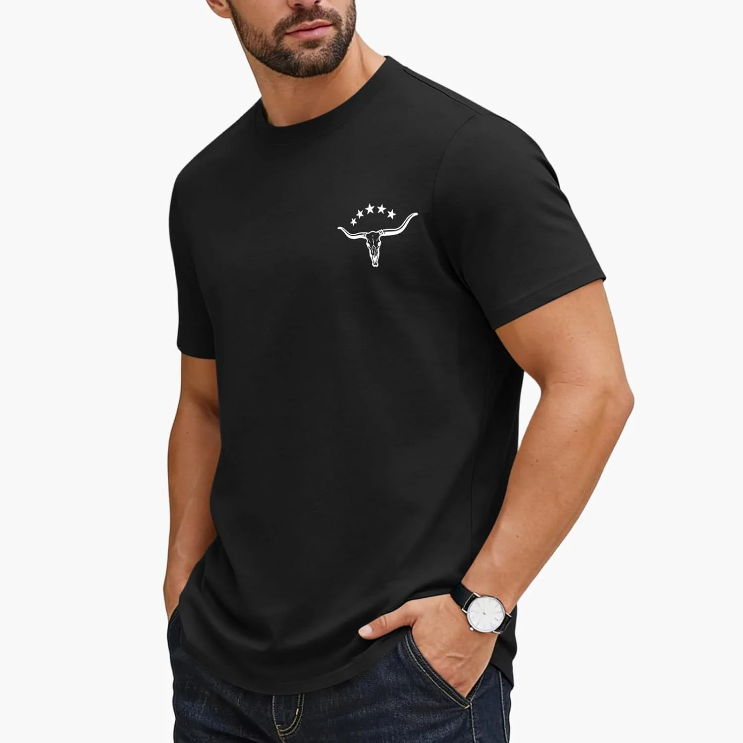 Футболка летняя короткий рукав Cotton T Shirts Casual Crewneck Basic мужская — фото 3