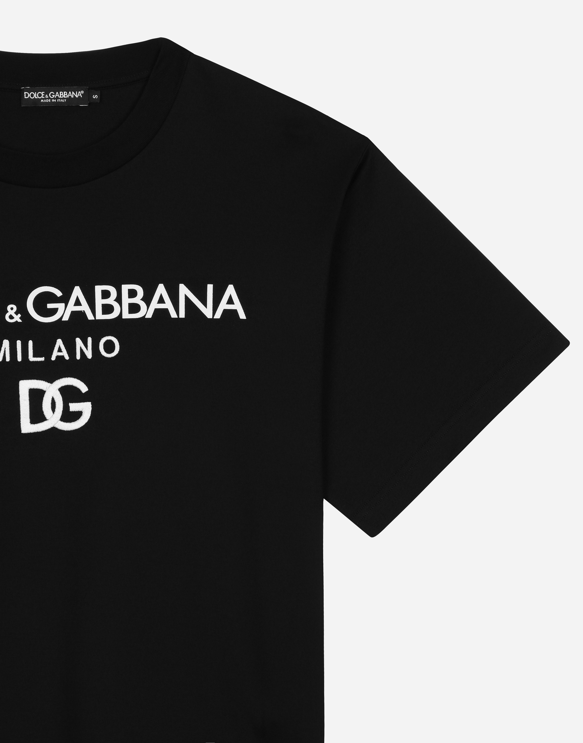 Футболка из джерси с флокированным принтом логотипа Dolce & Gabbana, черный — фото 4