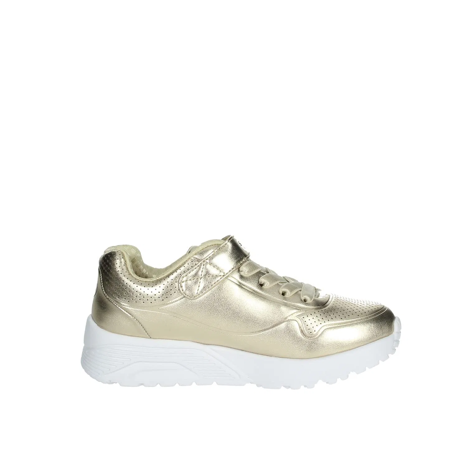 Детские кроссовки для девочек с принтом Uno Lite - Chrome Steps Skechers, Gold — фото 4