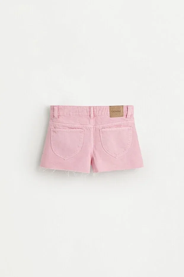 Детские шорты для девочек джинсовые Denim shorts with tassels on the hem Lefties, Gum Pink — фото 2