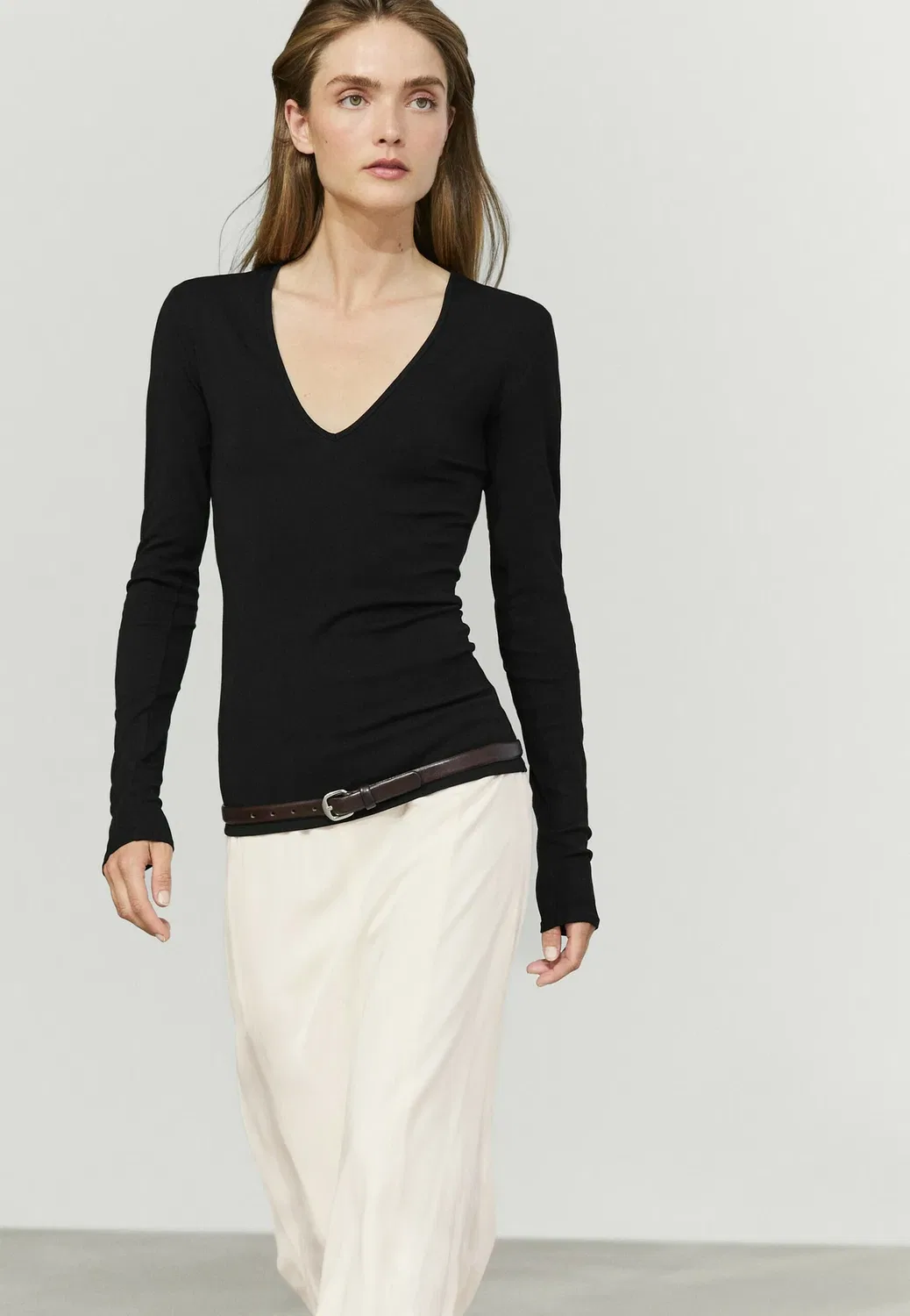 Топ с длинными рукавами Massimo Dutti, Black