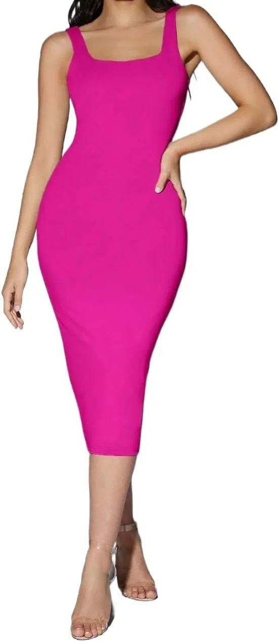Женское миди-платье с открытой спиной Hot Pink