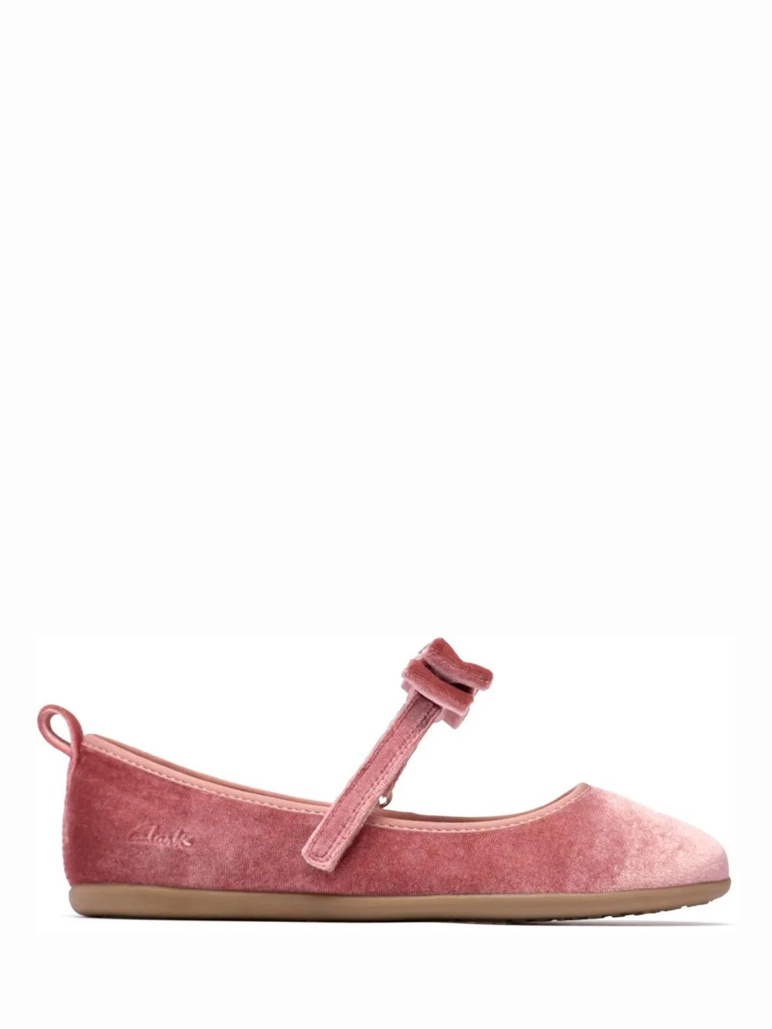 Туфли балетки Clarks Charm Bow, розовый велюр, съемный бант
