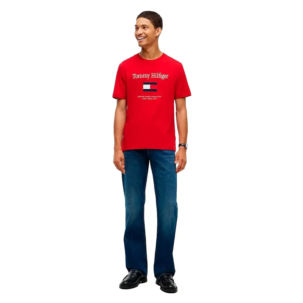 Мужская футболка с вышивкой Embroidery Flag Tommy hilfiger, Red — фото 4