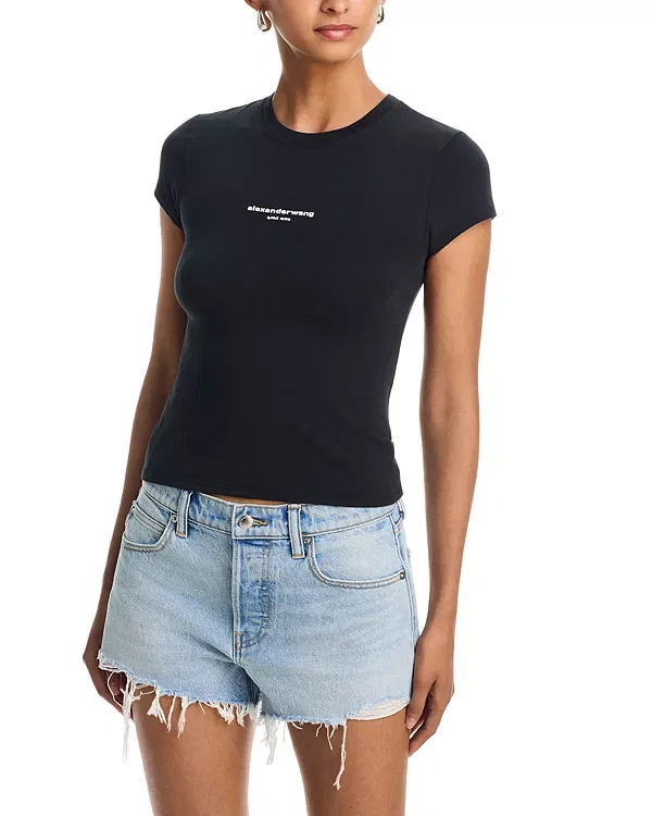 Женская футболка с принтом Fitted Logo Tee Alexander Wang, черный