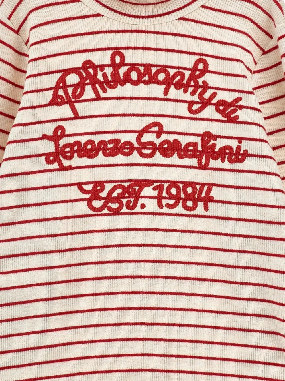 Полосатый свитер с вышитым логотипом Philosophy Di Lorenzo Serafini Kids, бежевый — фото 3