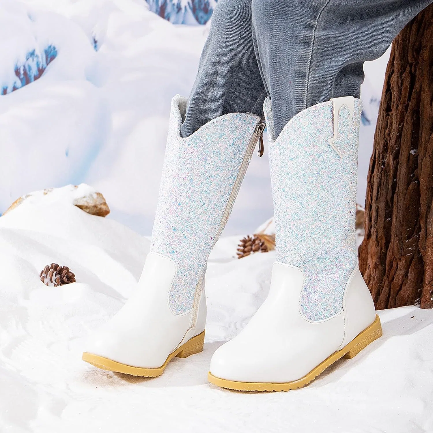 Детские сапоги для девочек с блестками, модель Glitter Cowgirl, White — фото 3