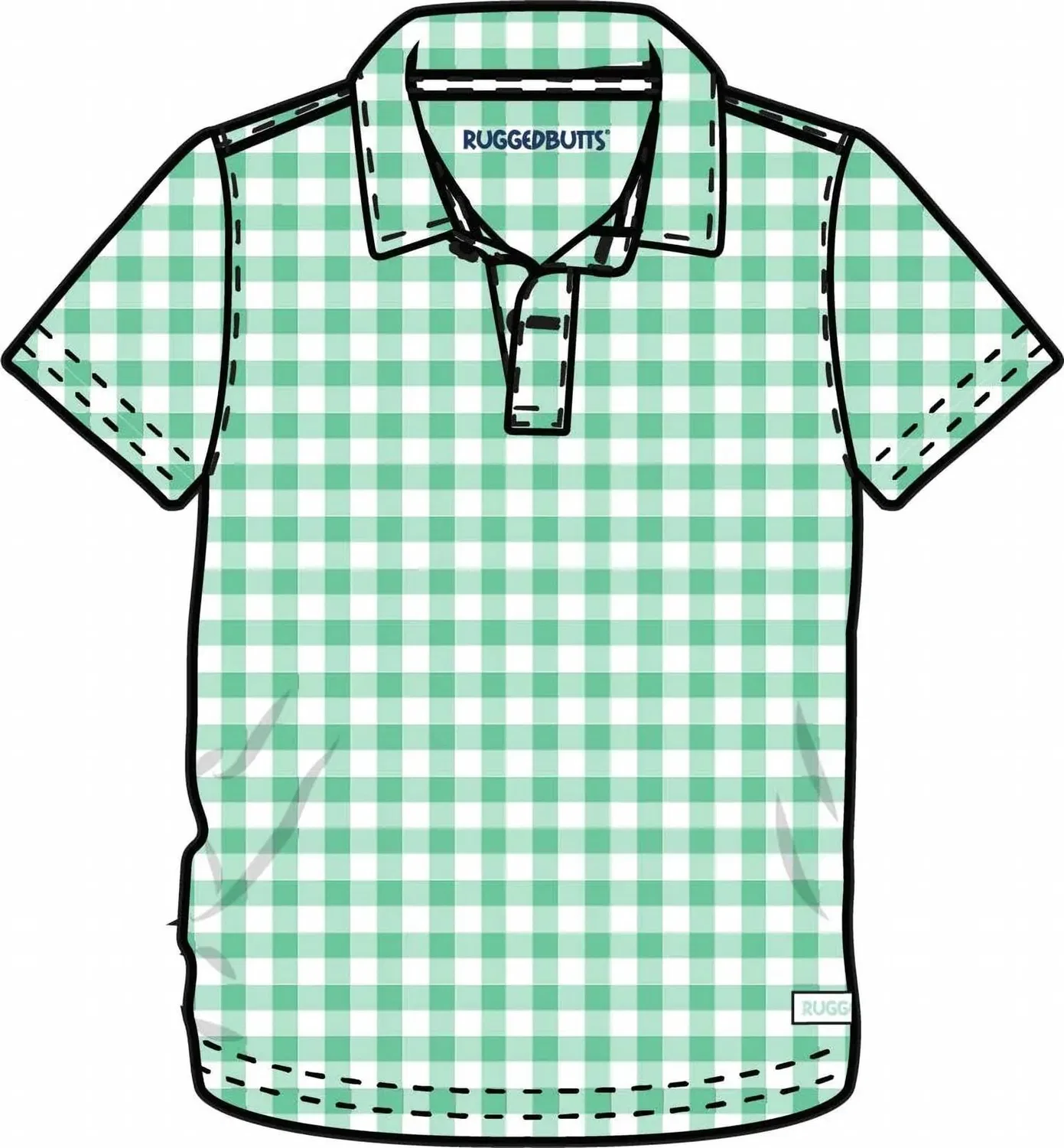 Детское поло для мальчиков с коротким рукавом с принтом в клетку Classic Spring Bud Gingham Knit Performance RuffleButts, зеленый — фото 3