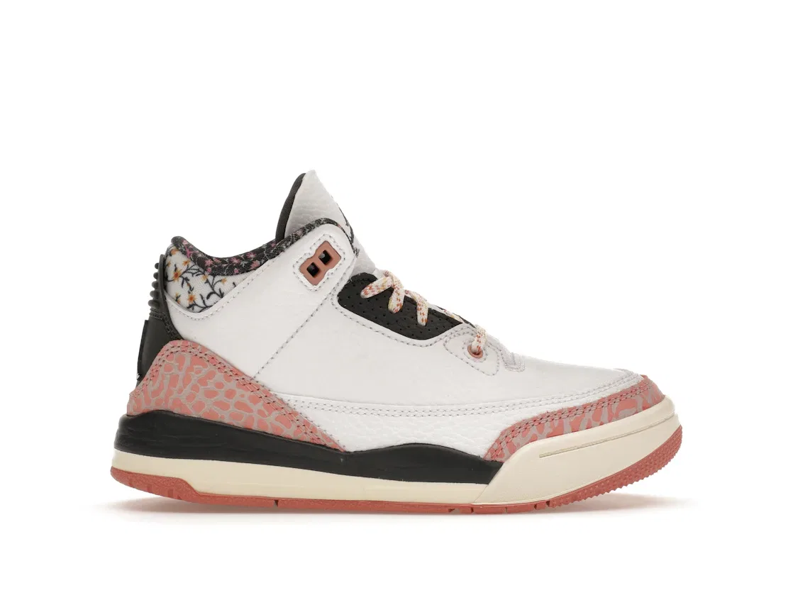 Детские кроссовки Lifestyle с принтом Jordan 3 Retro Jordan, White/Anthracite/Red Stardust/Sail/Saturn Gold