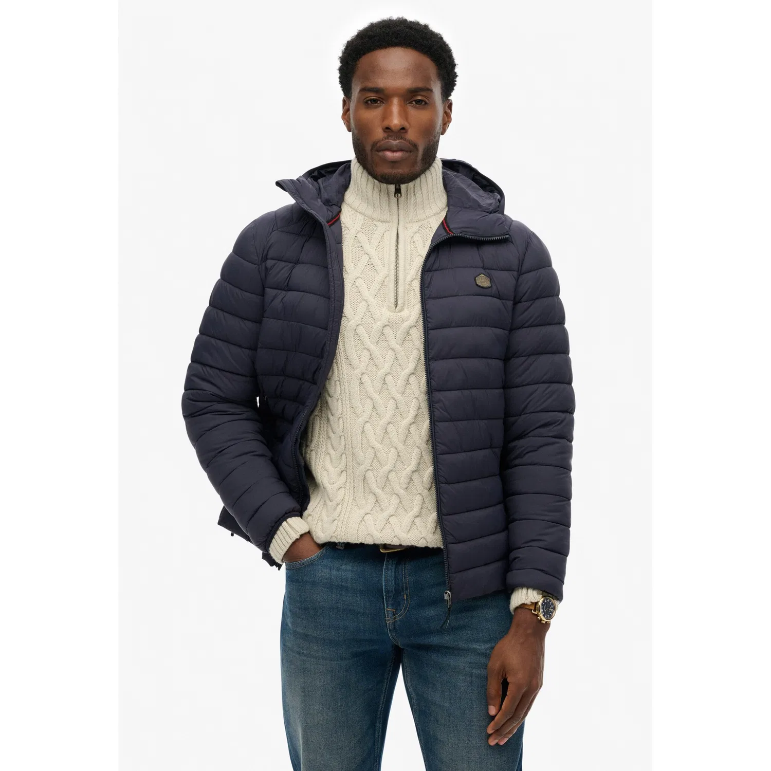 Мужская стеганая куртка с капюшоном Hooded Fuji Lite Jacket Superdry, Eclipse Navy — фото 2