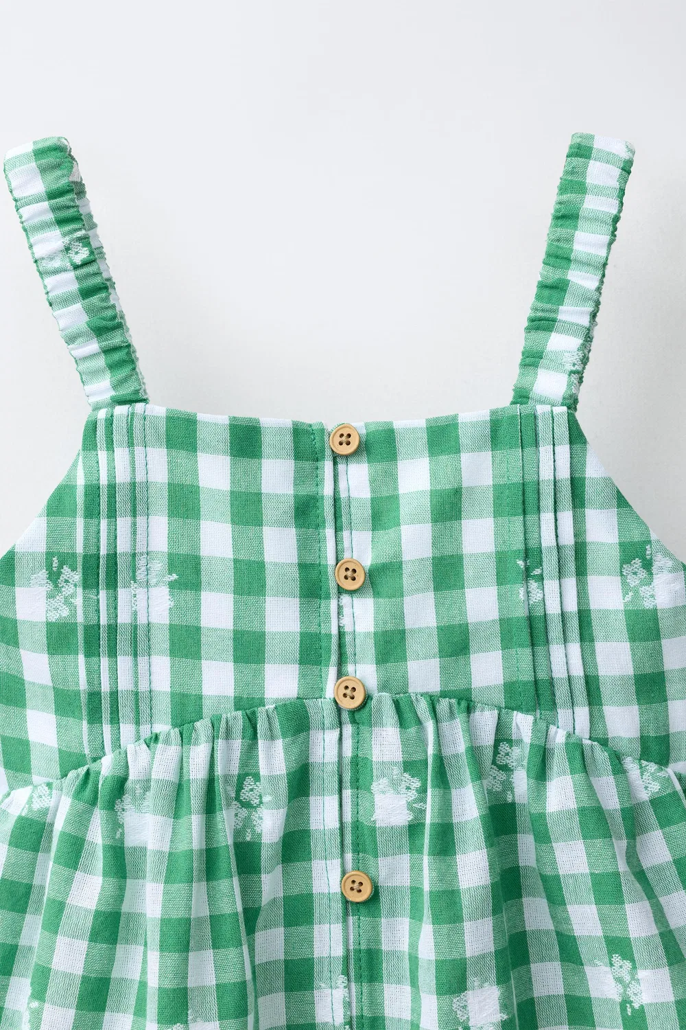 Вышитый топ в клетку ZARA, White/Green — фото 3