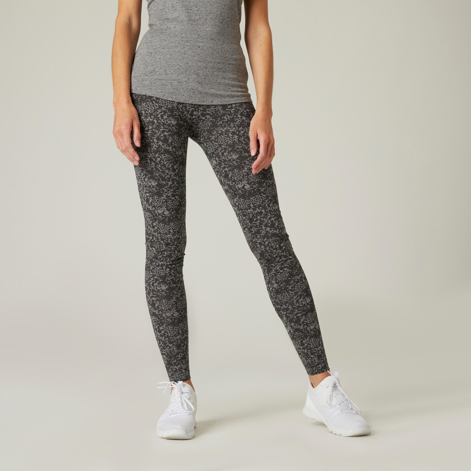 

Леггинсы Fit+ Fitness хлопок женские серые DOMYOS, Серый