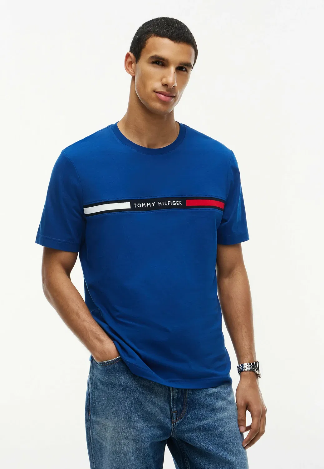 Футболка Hilfiger с вставкой на груди - графический принт "Любовь к бренду" Tommy Hilfiger, Opulent Blue
