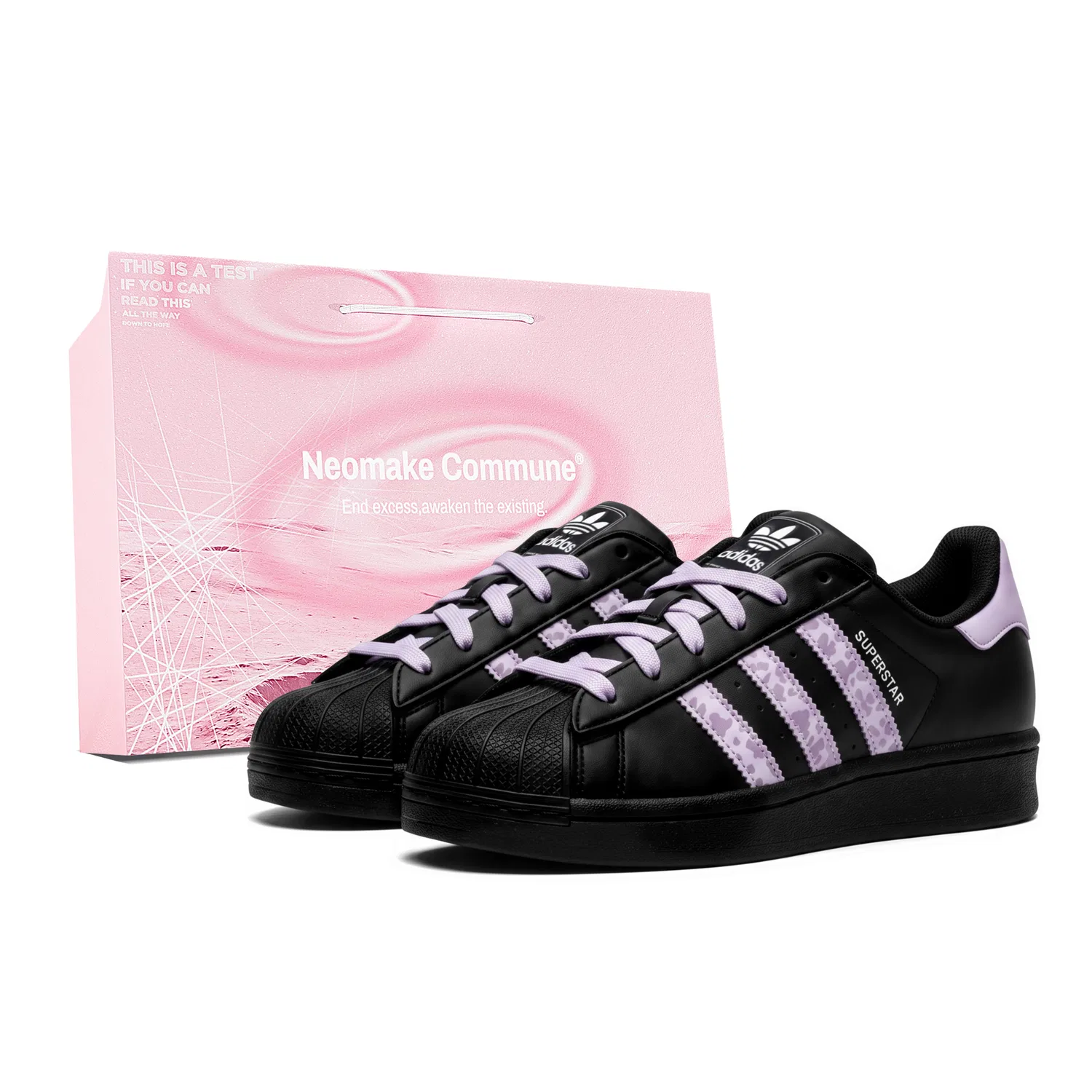 Детские кроссовки для скейтбординга с принтом Superstar 2, Adidas Originals, Black Purple