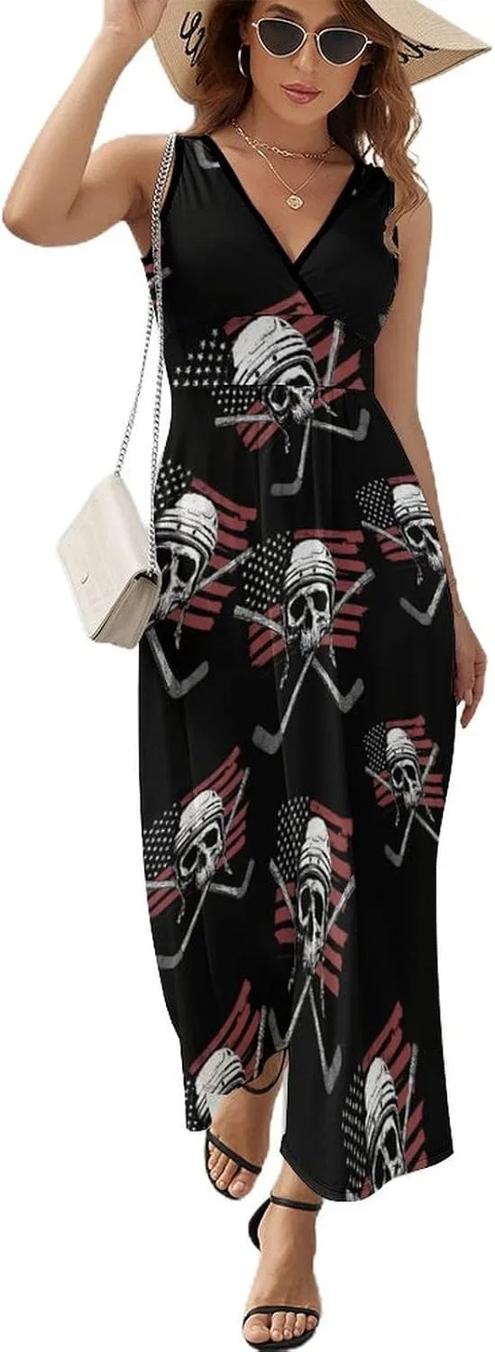 Женский летний сарафан с V-образным вырезом Sleeveless Maxi Dress, Style