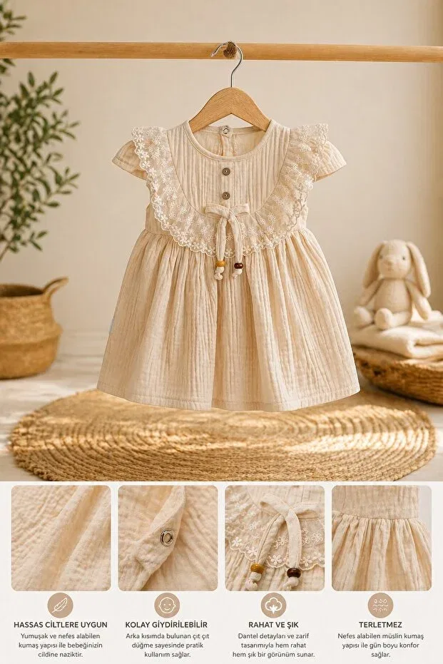 Детское платье для девочек кружевное Meteor Baby, Nude Color — фото 2