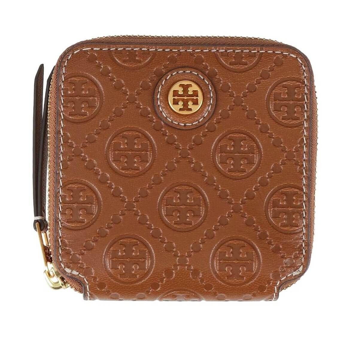 

Кожаный кошелек на молнии Tory Burch, коричневый