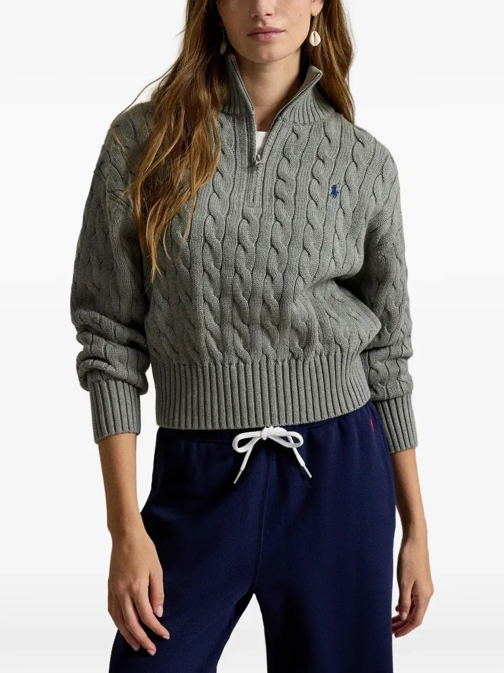 Свитер фактурной вязки Polo Ralph Lauren, серый — фото 3