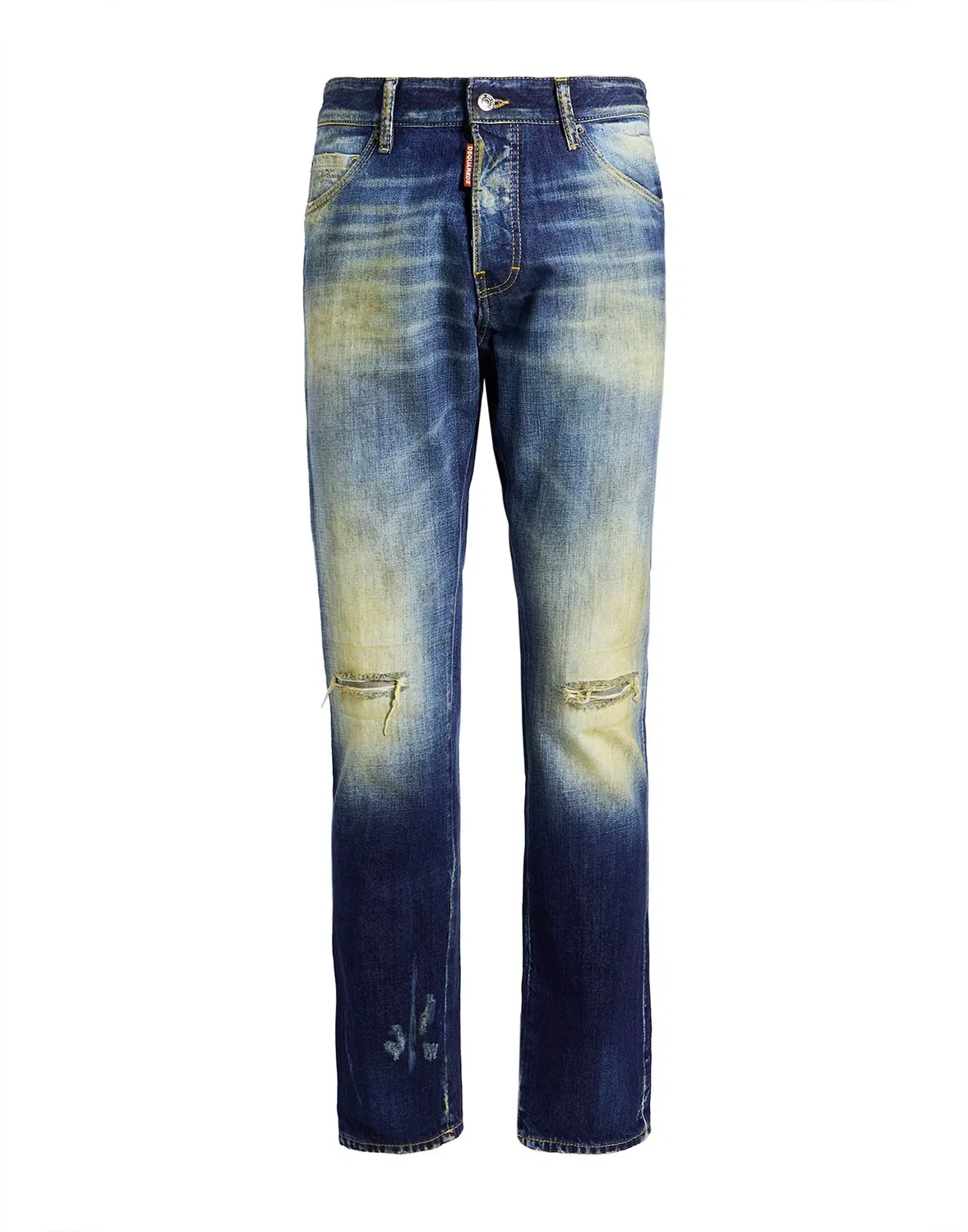 Мужские джинсы прямого кроя с потертостями Dsquared2, синий