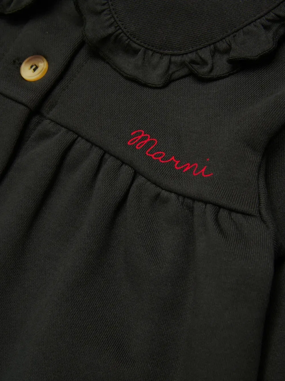 Куртка с оборками и вышитым логотипом Marni Kids, черный — фото 4