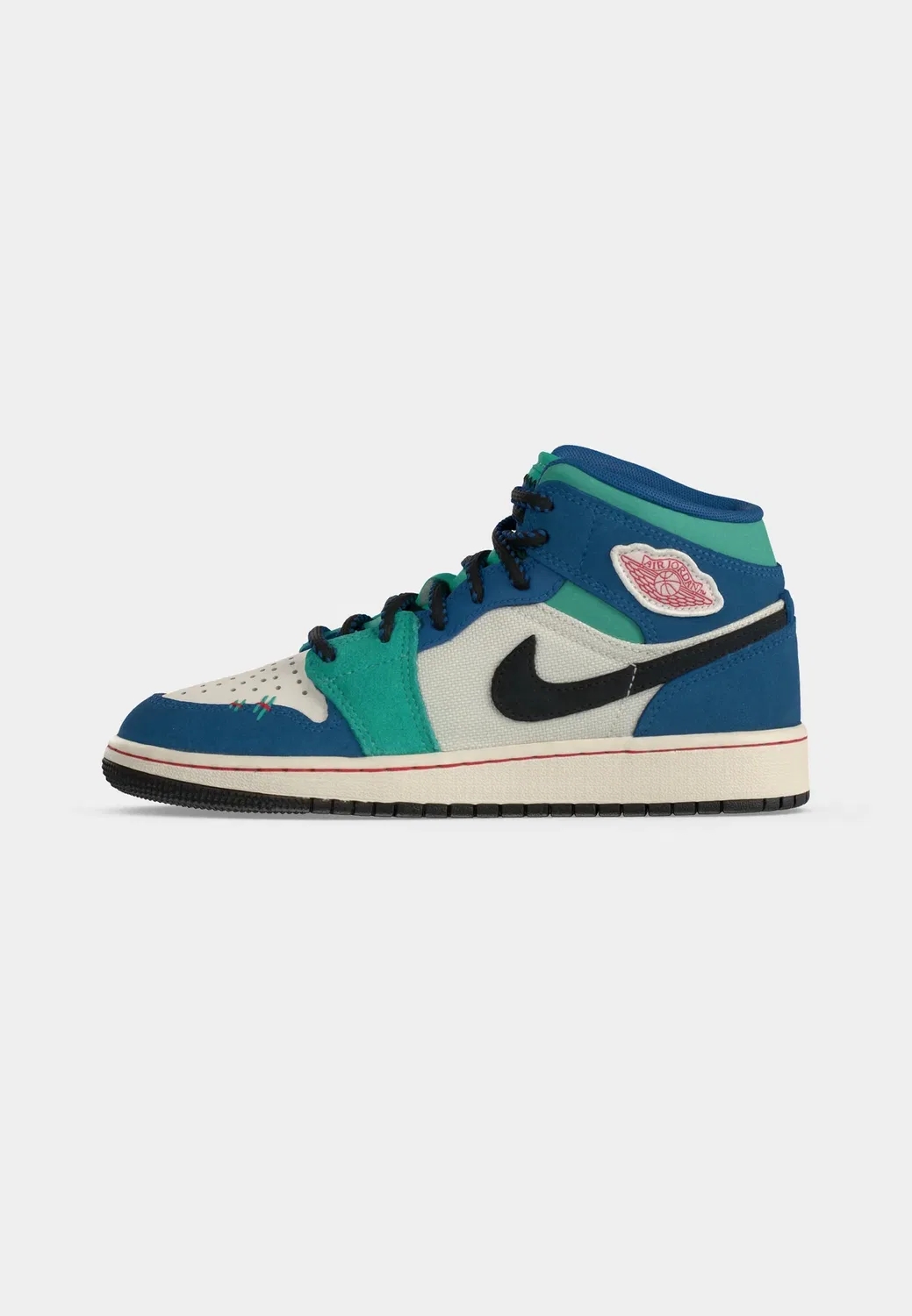 Air 1 mid se унисекс - высокие кроссовки Jordan, Chalk/University Red/True Blue/Kinetic Green/Black — фото 2
