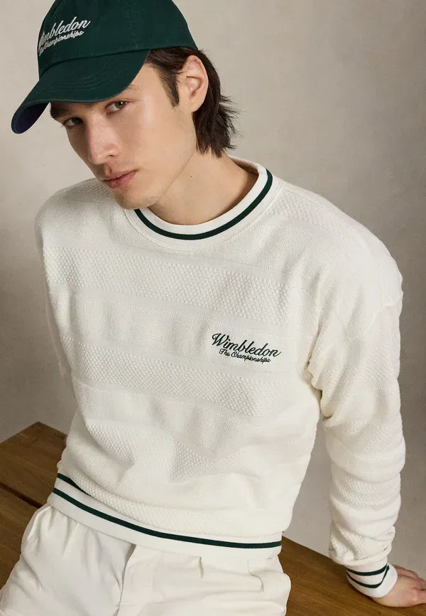 Свитшот с вышивкой Wimbledon vintage fit - Polo Ralph Lauren, Deckwash White, белый — фото 4