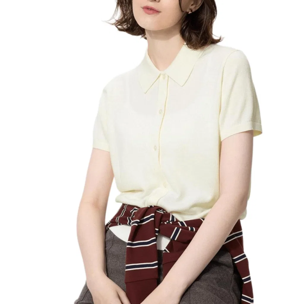 Свитер с поло, Ivory, UNIQLO