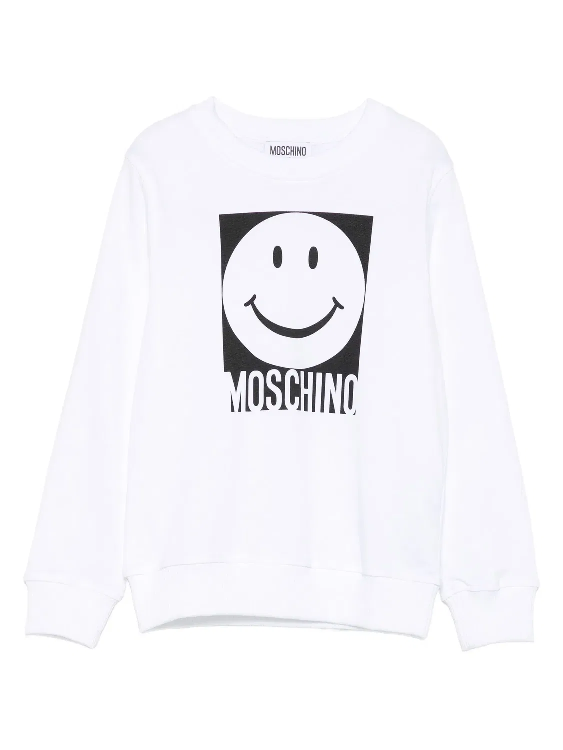 Moschino Детский свитшот с принтом смайлик белый