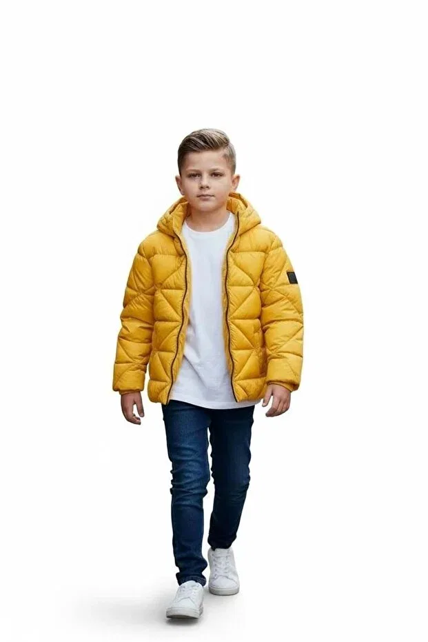 Детское пальто для мальчиков с принтом Benitto Kids, Yellow — фото 4