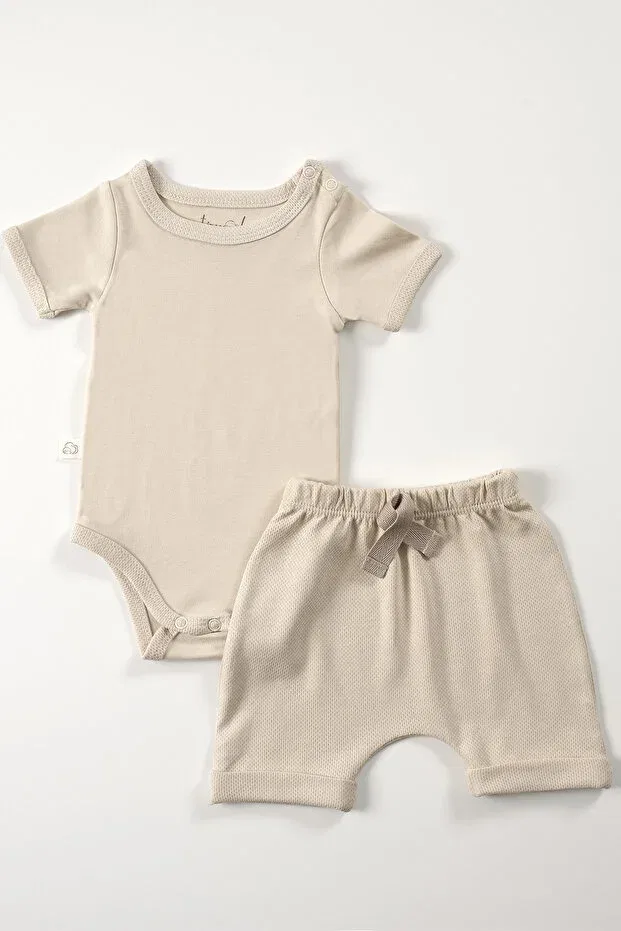 Детский комплект боди и шорт с коротким рукавом Elation filbert Tinylamb, Nude Color