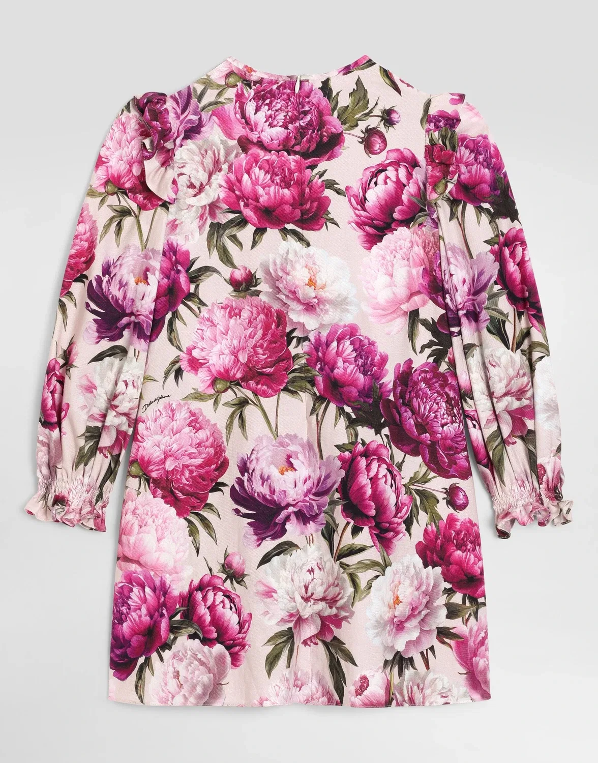 Платье хлопковое фланелевое с пионовым принтом Dolce&Gabbana, бежевый — фото 2