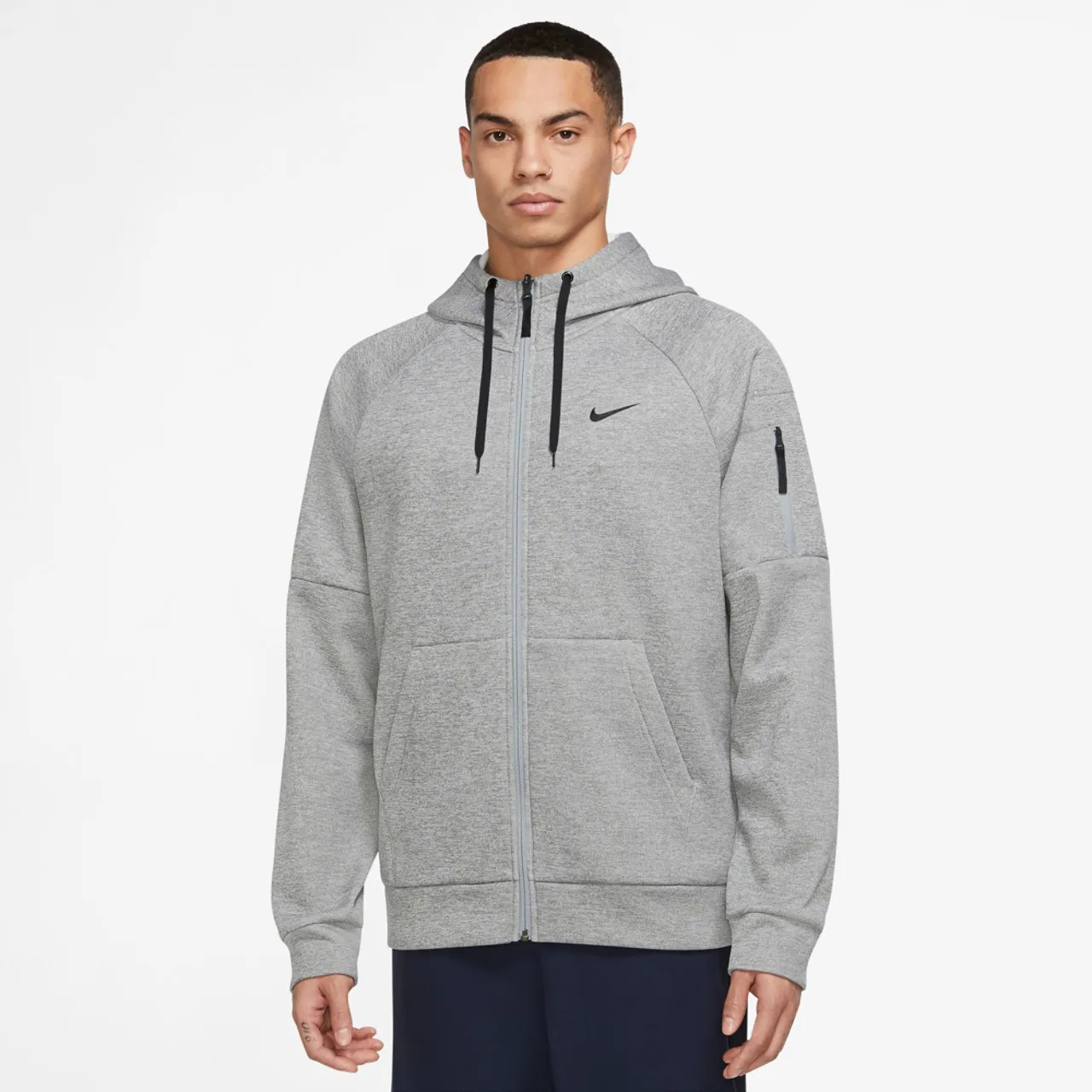Мужское худи Nike Therma Fleece Full-Zip, Particle Grey/Dark Grey Heather/Black