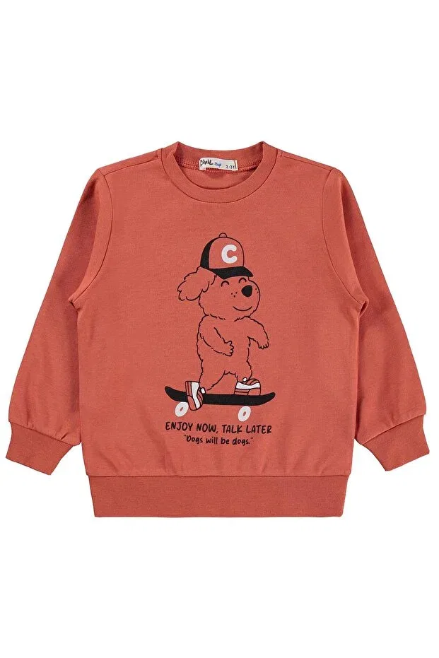 Детская толстовка для мальчиков с принтом Skateboard dog Civil Boys, Dark Orange