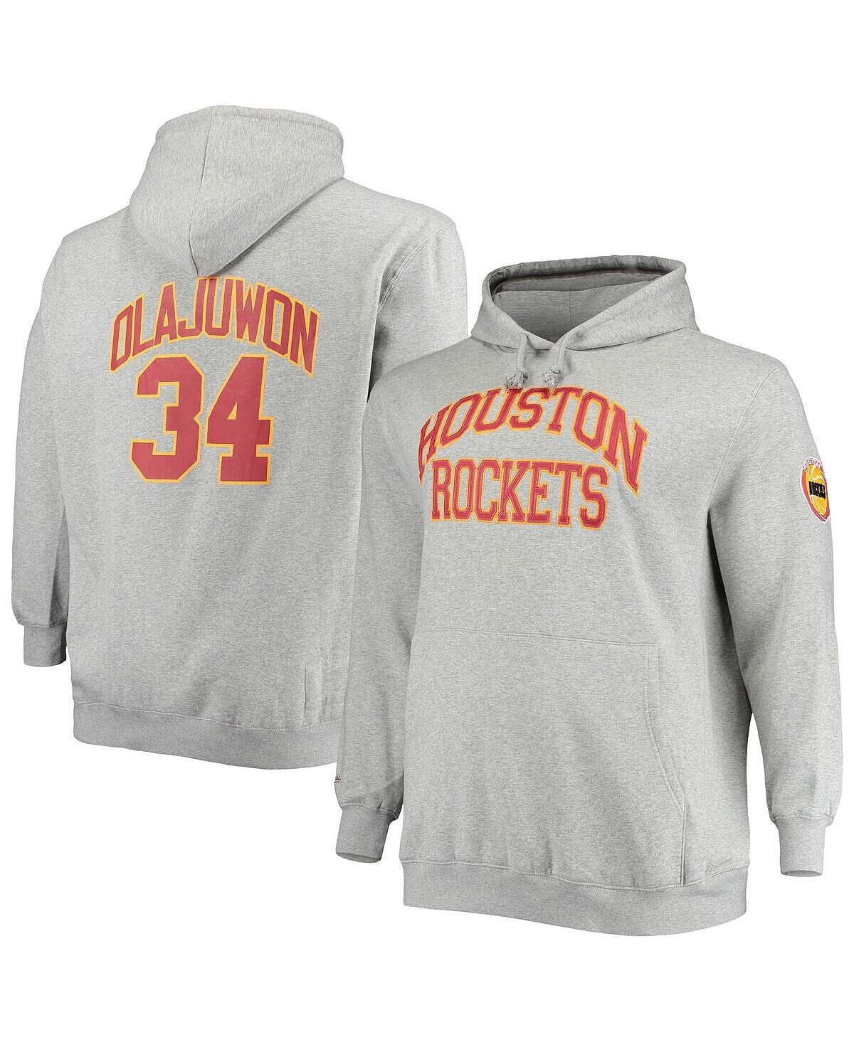 

Мужская толстовка с капюшоном hakeem olajuwon heather grey houston rockets big and tall с именем и номером Mitchell & Ness, мульти