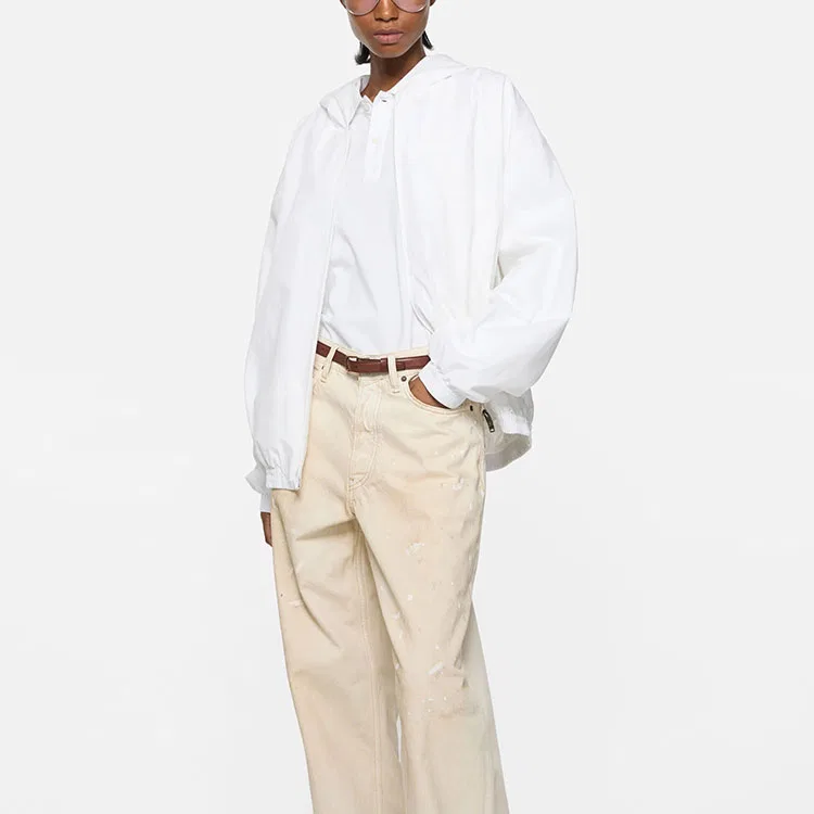 Мужская куртка с капюшоном глянцевая белая Acne Studios, Bright White — фото 4