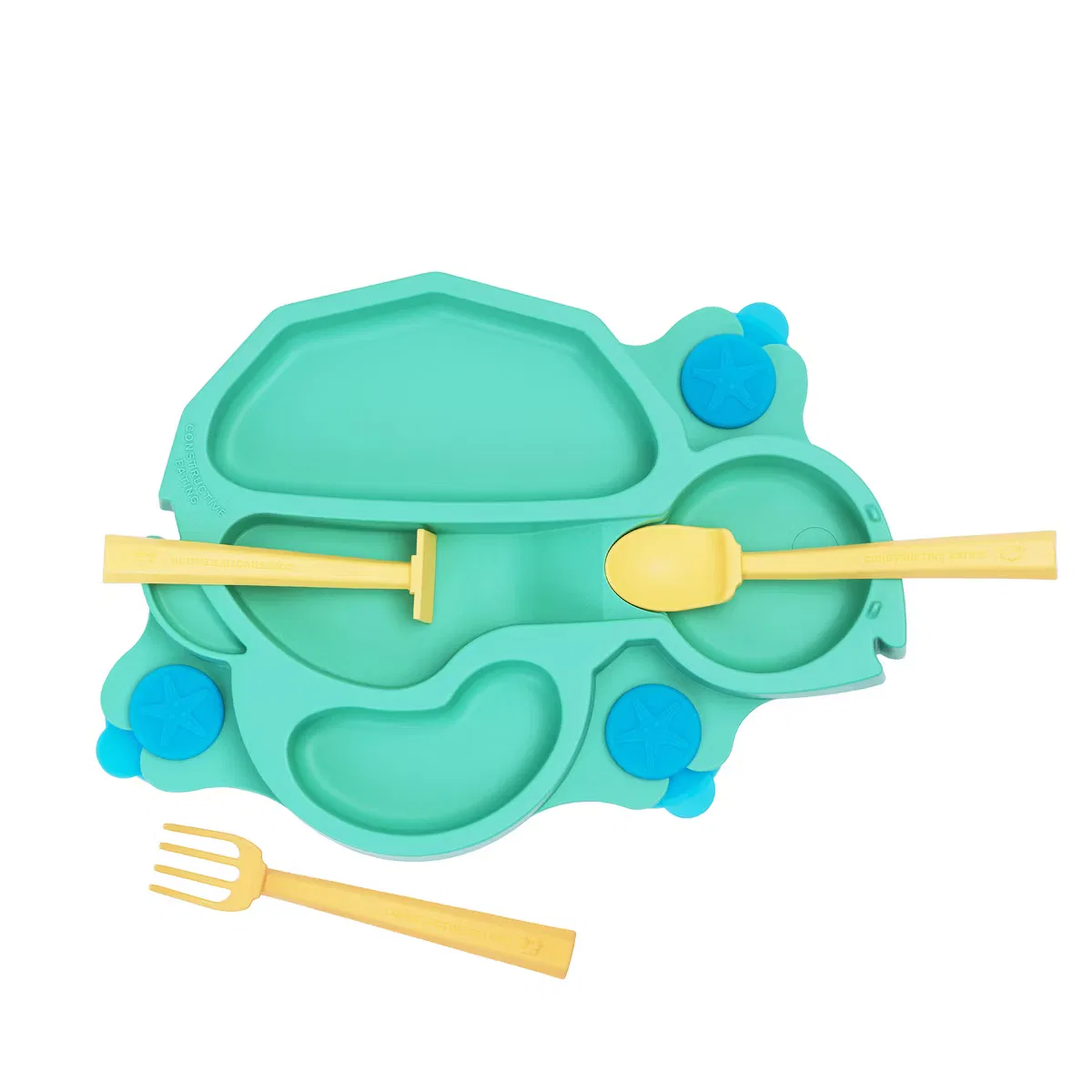 Набор детской посуды с присоской и приборами 4 предмета Turtle Theme Constructive Eating, Green
