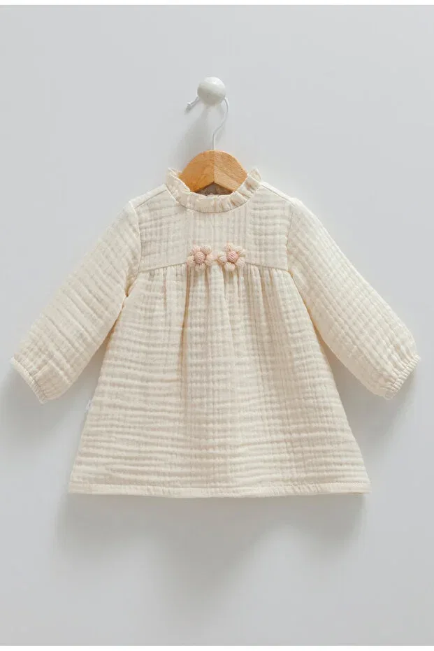 Детское платье для девочек хлопковое Double Layer Muslin Cotton Dress Caramell, Beige