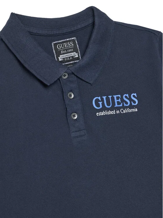 Поло regular fit Guess, темно-синий — фото 3