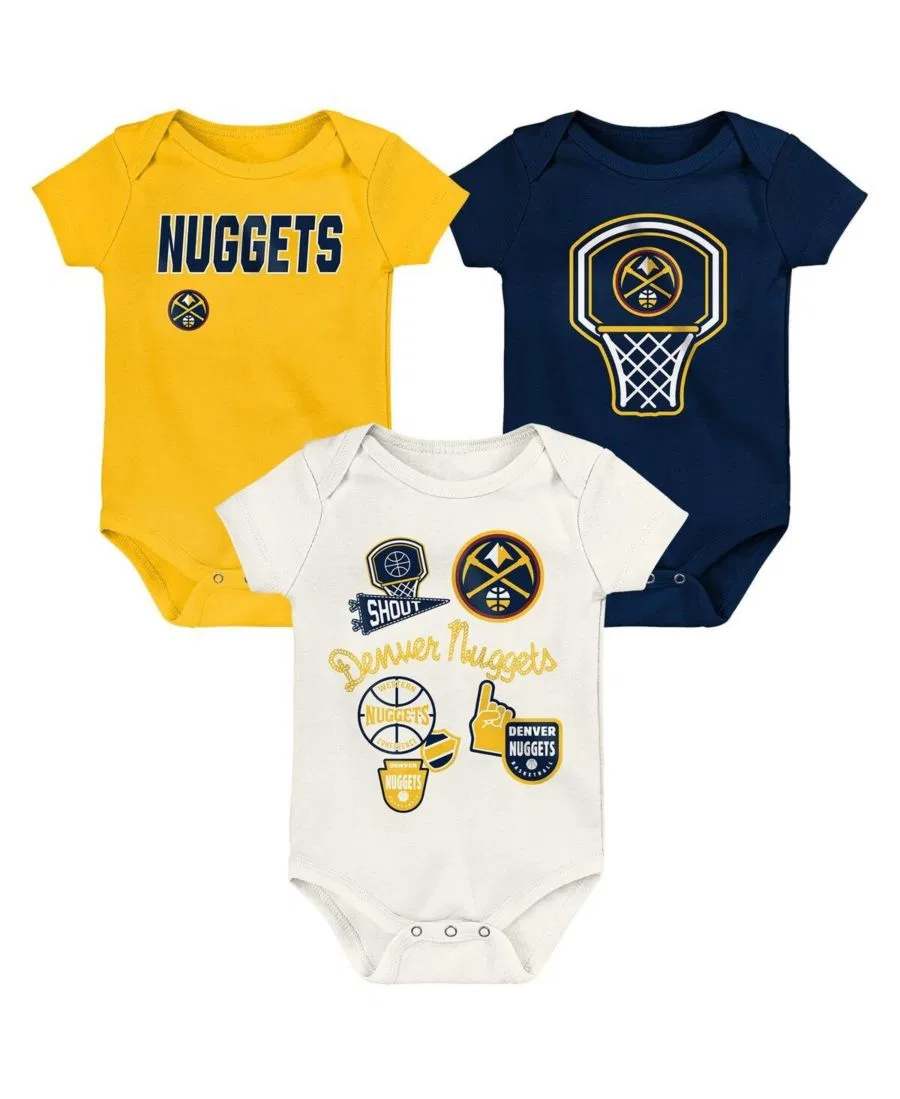 Комплект боди с коротким рукавом для малышей Denver Nuggets Littlest Player Outerstuff, Navy Gold