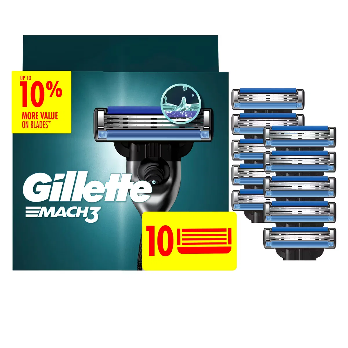 Сменные картриджи для бритвы 10 шт с тремя лезвиями Gillette