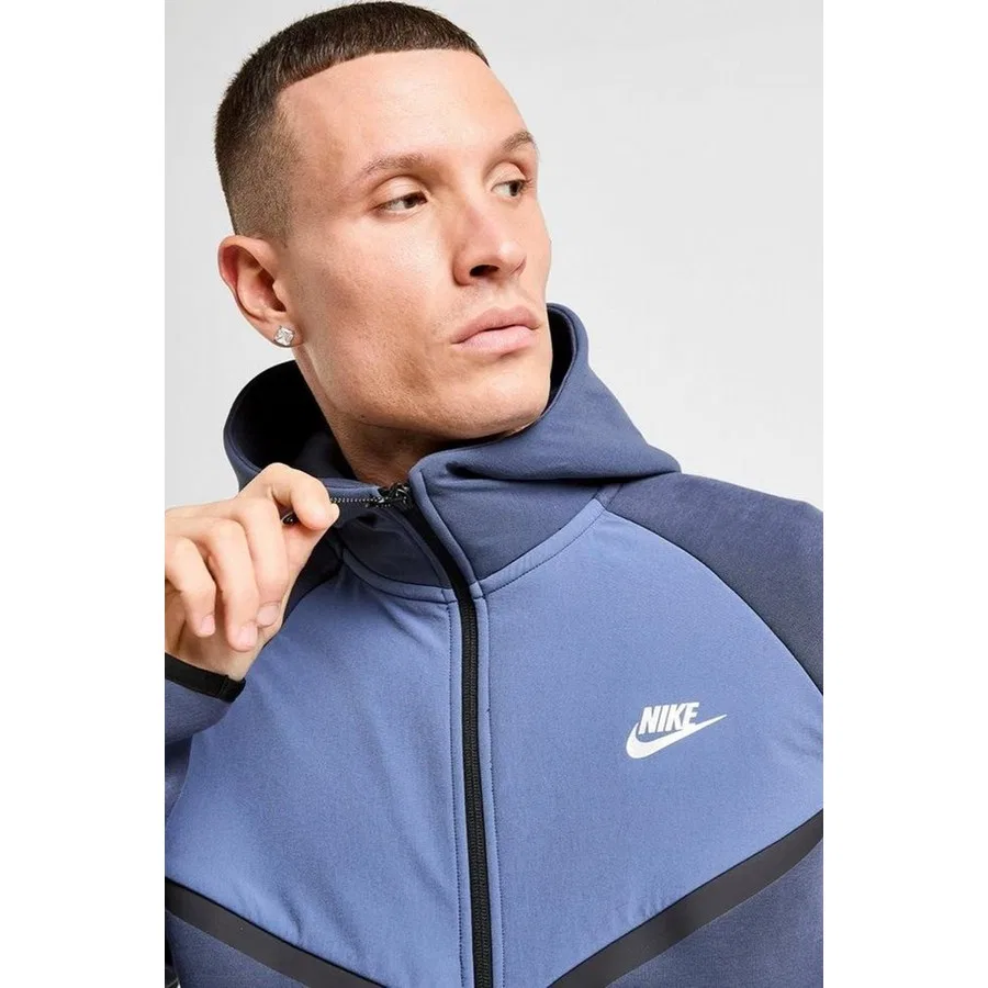 Свитшот мужской с капюшоном и молнией Tech Fleece Mix Full Zip Windrunner Hoodie Nike, Зеленый — фото 3