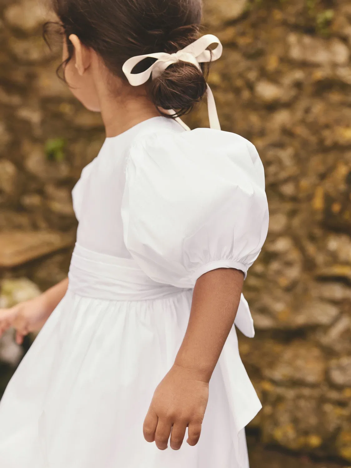 Платье для девочки цветов, White Flower Girl Taffeta Bow Dress Next, белый — фото 4