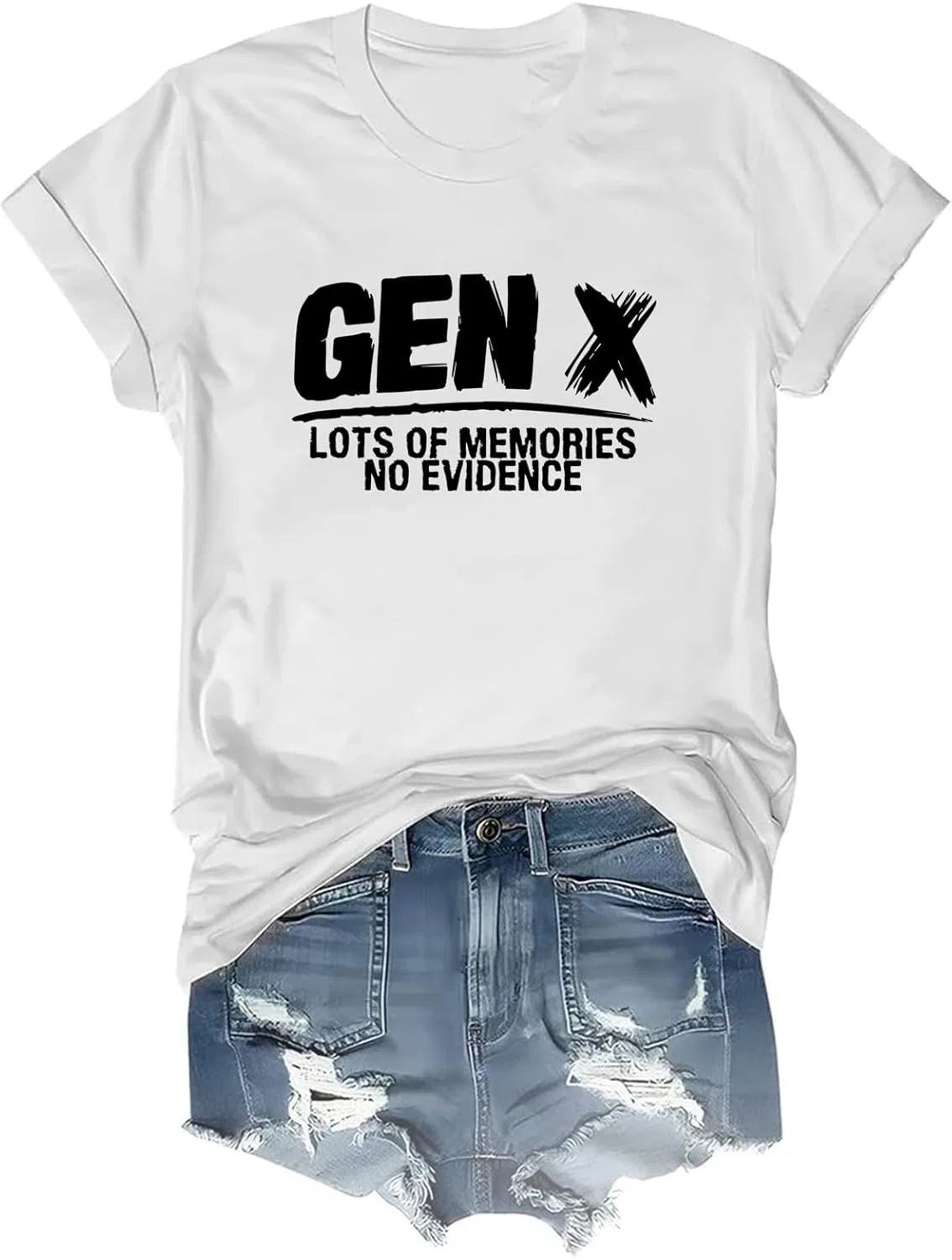 Женская футболка с принтом Gen X Lots of Memories No Evidence, White