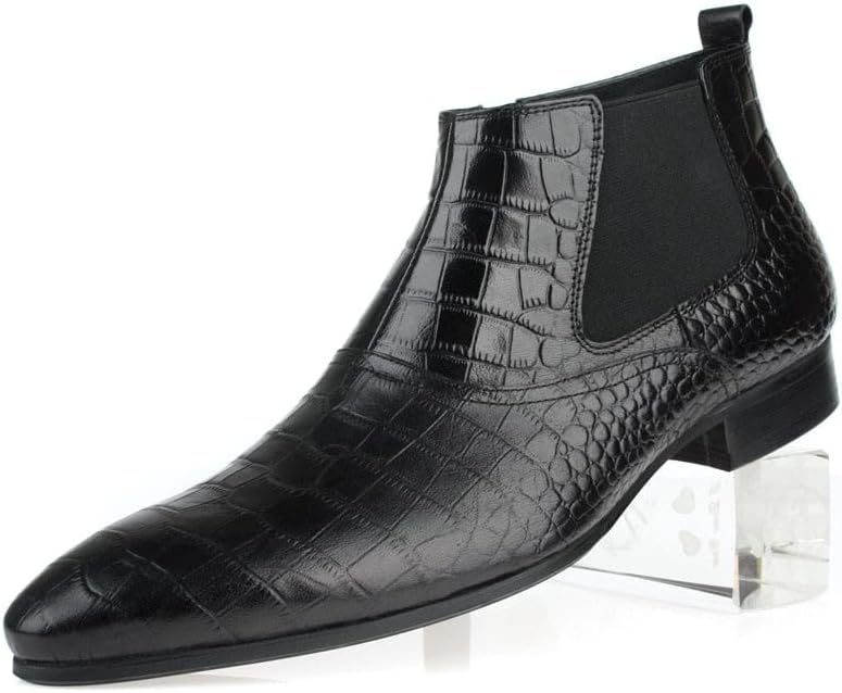 

Мужские ретро формальные черные кожаные ботинки челси на щиколотку Generic