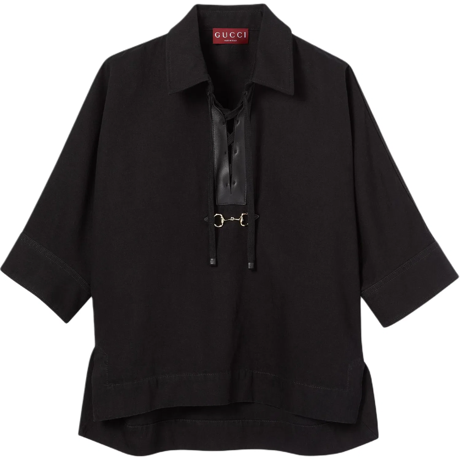 Рубашка женская GUCCI с лацканами, Прямой крой, Черный