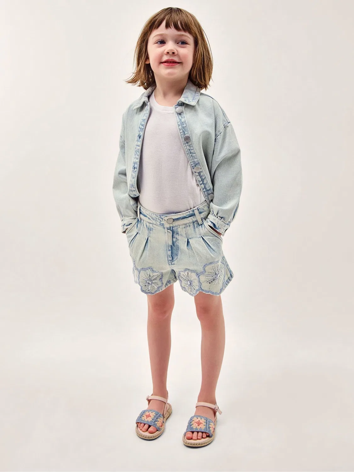 Шорты джинсовые с пайетками Monsoon, Blue