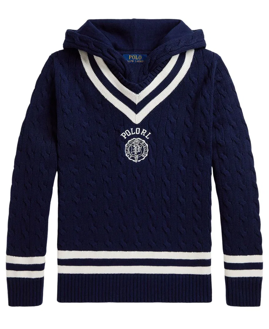 Свитер с капюшоном Boys' 8-20 Hooded Cricket Sweater Polo Ralph Lauren, Refined Navy — фото 4