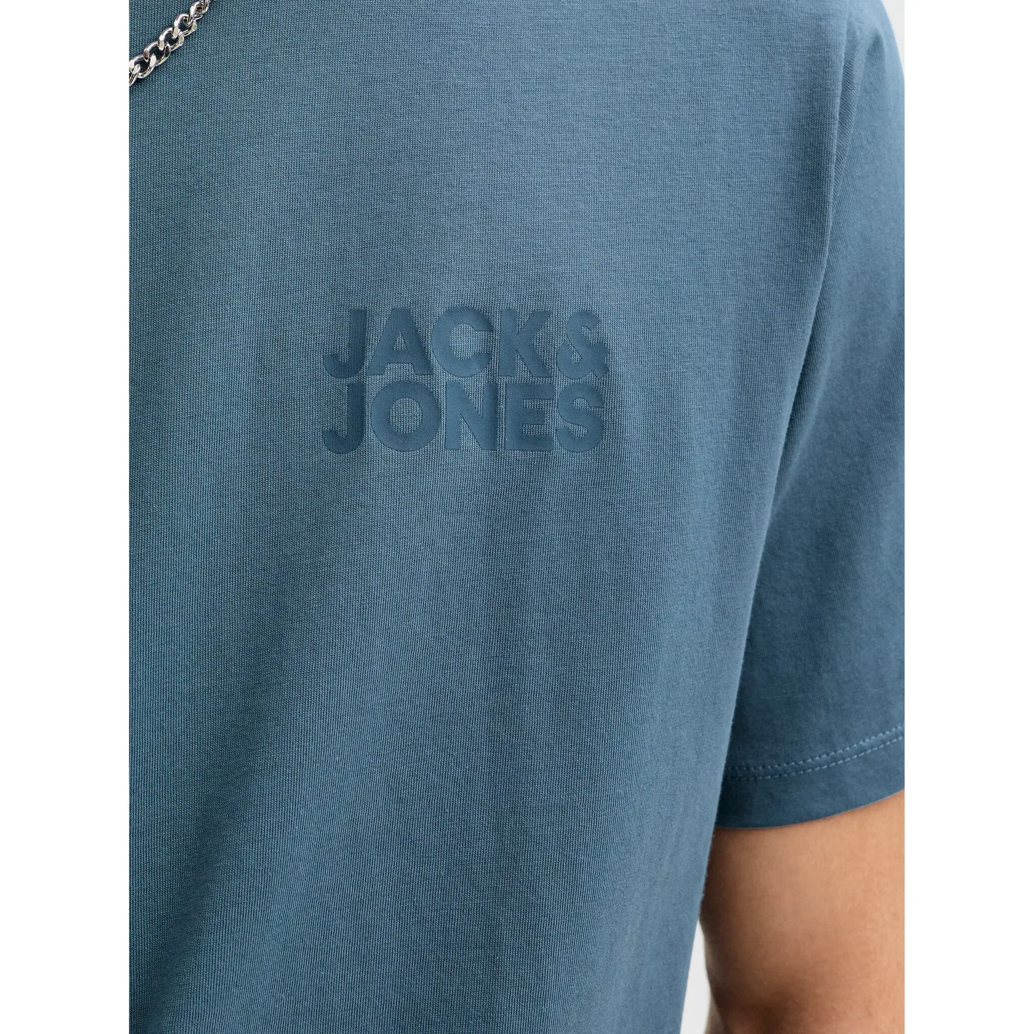 Детская хлопковая футболка с логотипом Jack & Jones, Blue Mirage — фото 3