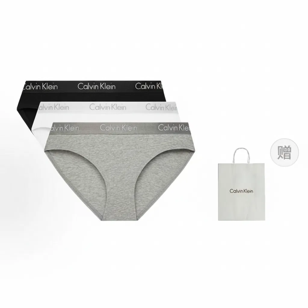 Трусы женские 3 шт Calvin Klein, Black+White+Gray