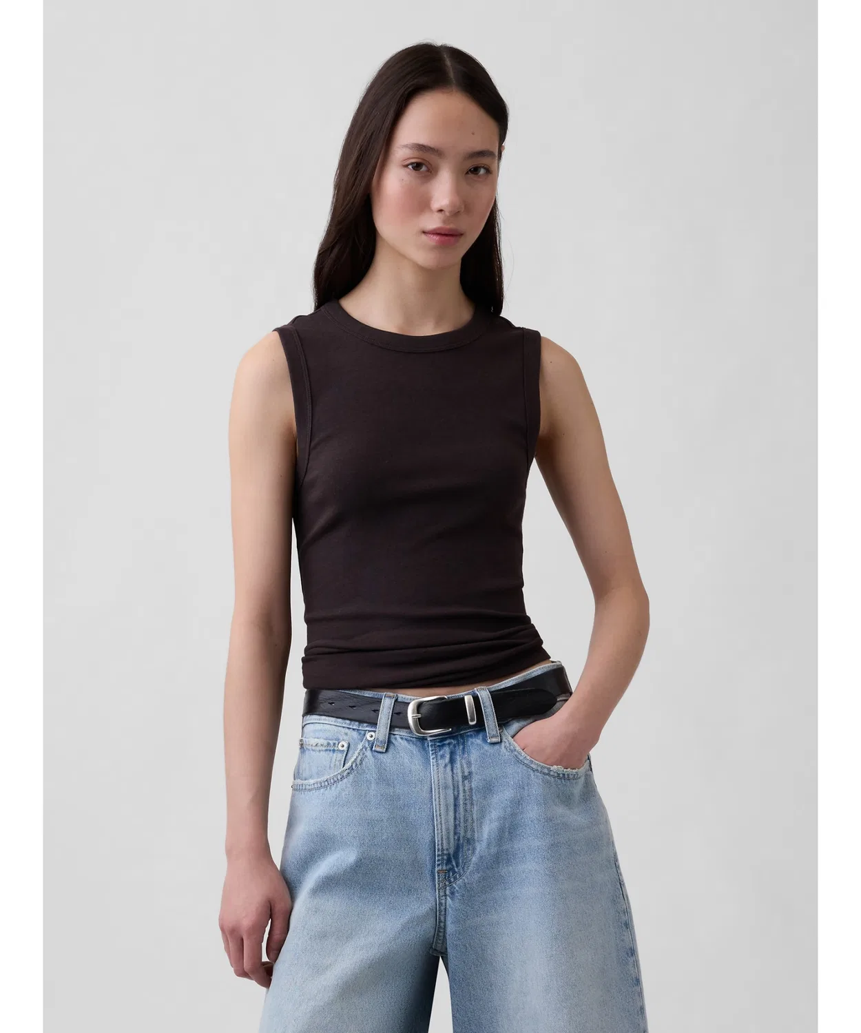 Женский хлопковый топ без рукавов GAP, Brown